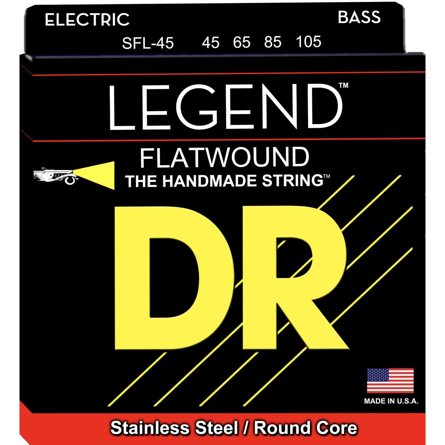 DR Strings SFL-45 LEGEND Polished Flatwound Stainless Steel Bass Strings, Med 45-105 Short Scale