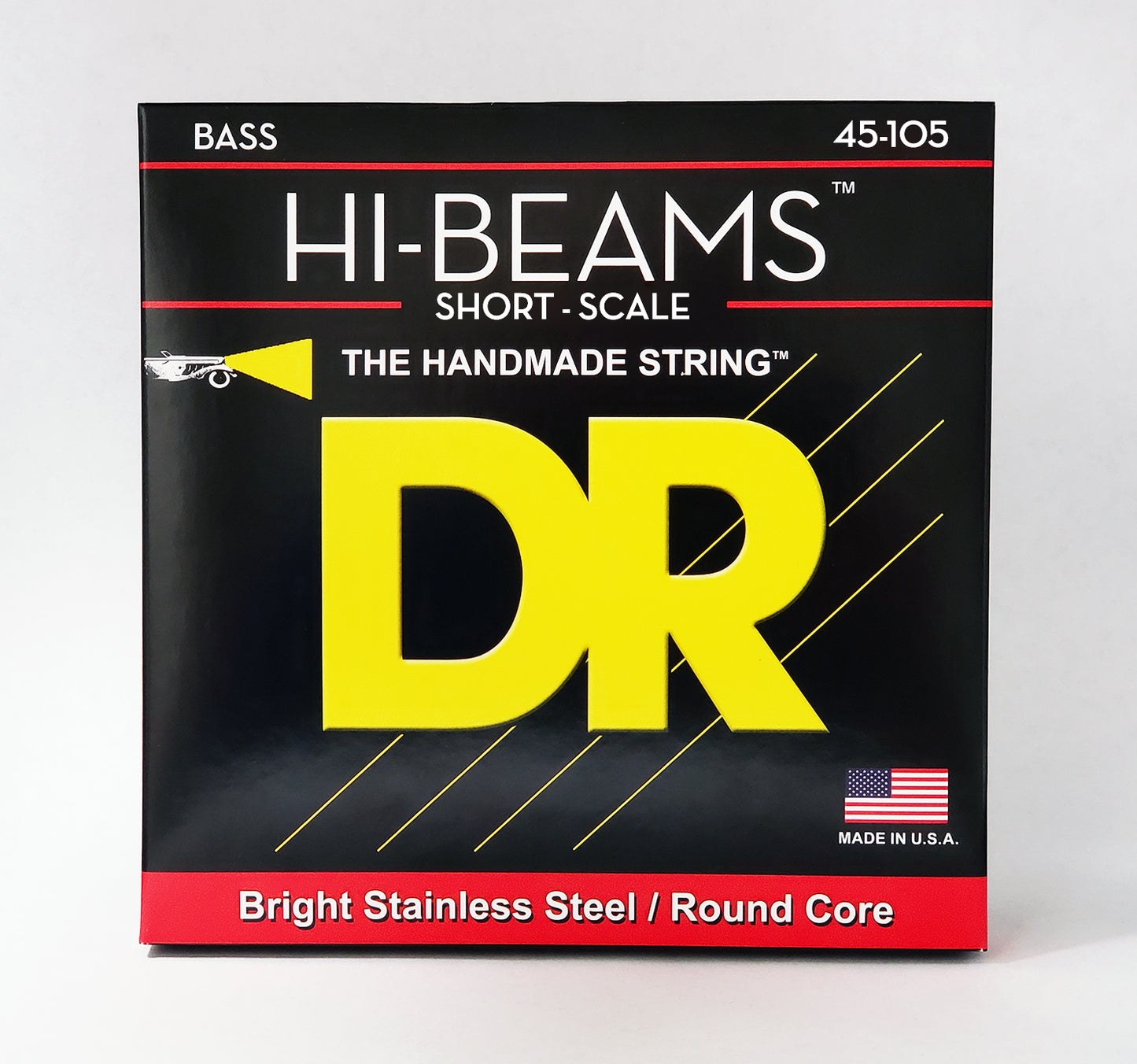 DR Strings SMR-45 HI-BEAMS Bright Stainless Steel/Round Core SHORT SCALE 45-105 Bass Strings, 4-String