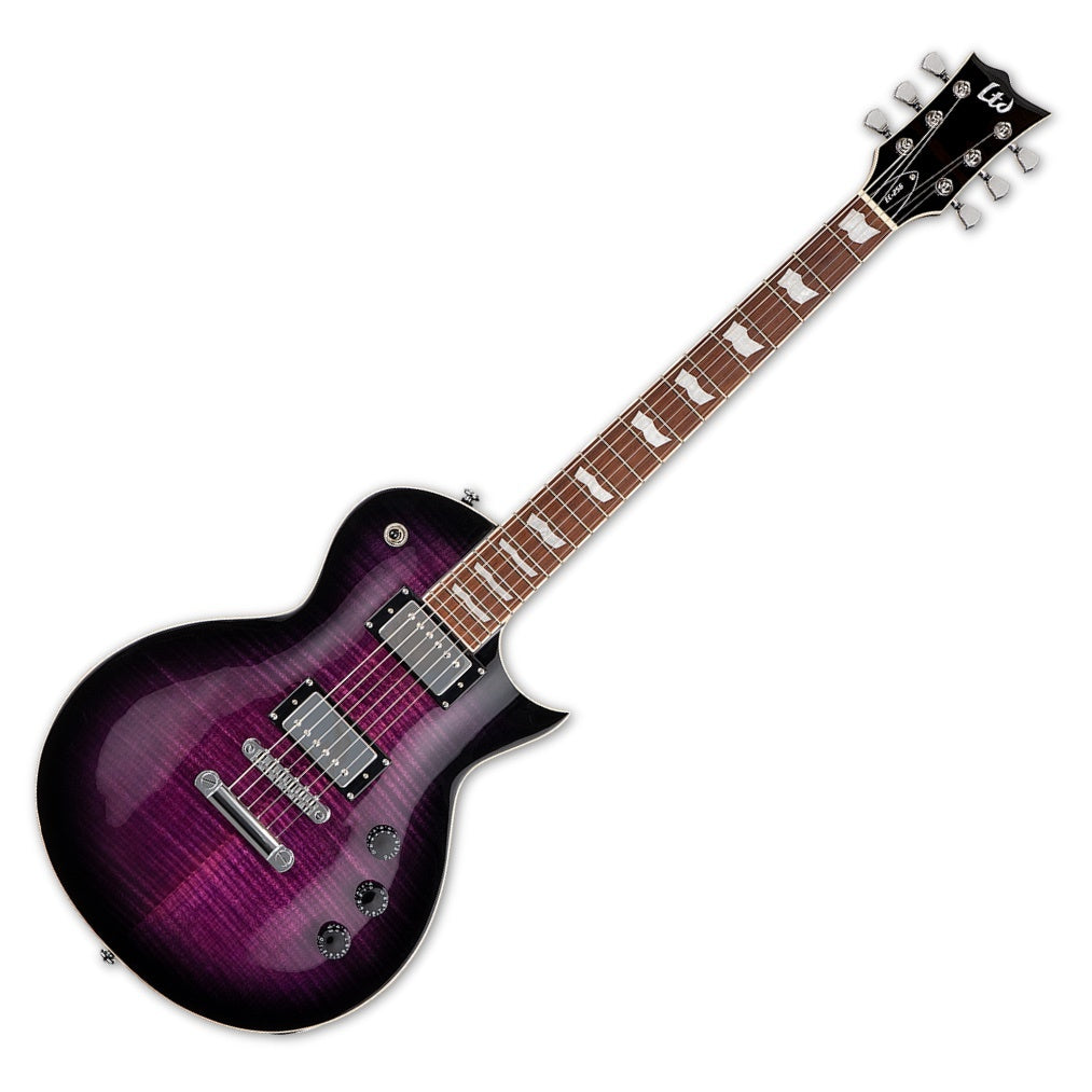 LTD (ESP) EC-256FM Singlecut Guitar, See-Thru Purple Sunburst, Flamed Maple Top, with Hardshell Case