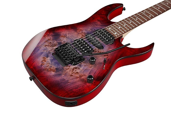 Ibanez RG470PB Electric Guitar, Poplar Burl Top, Red Eclipse Burst (REB), New for 2024, Wizard III Neck