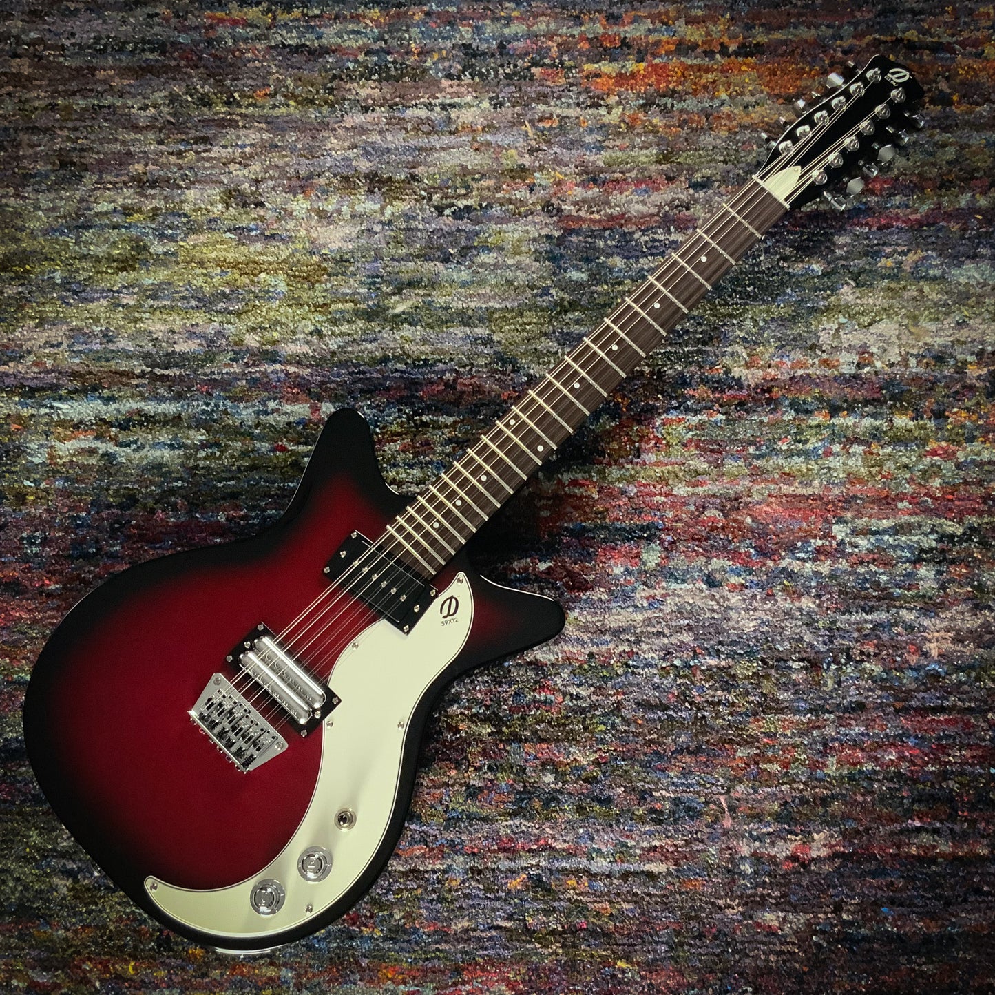 Danelectro 59X12, 12-String, Red Burst with White Pickguard