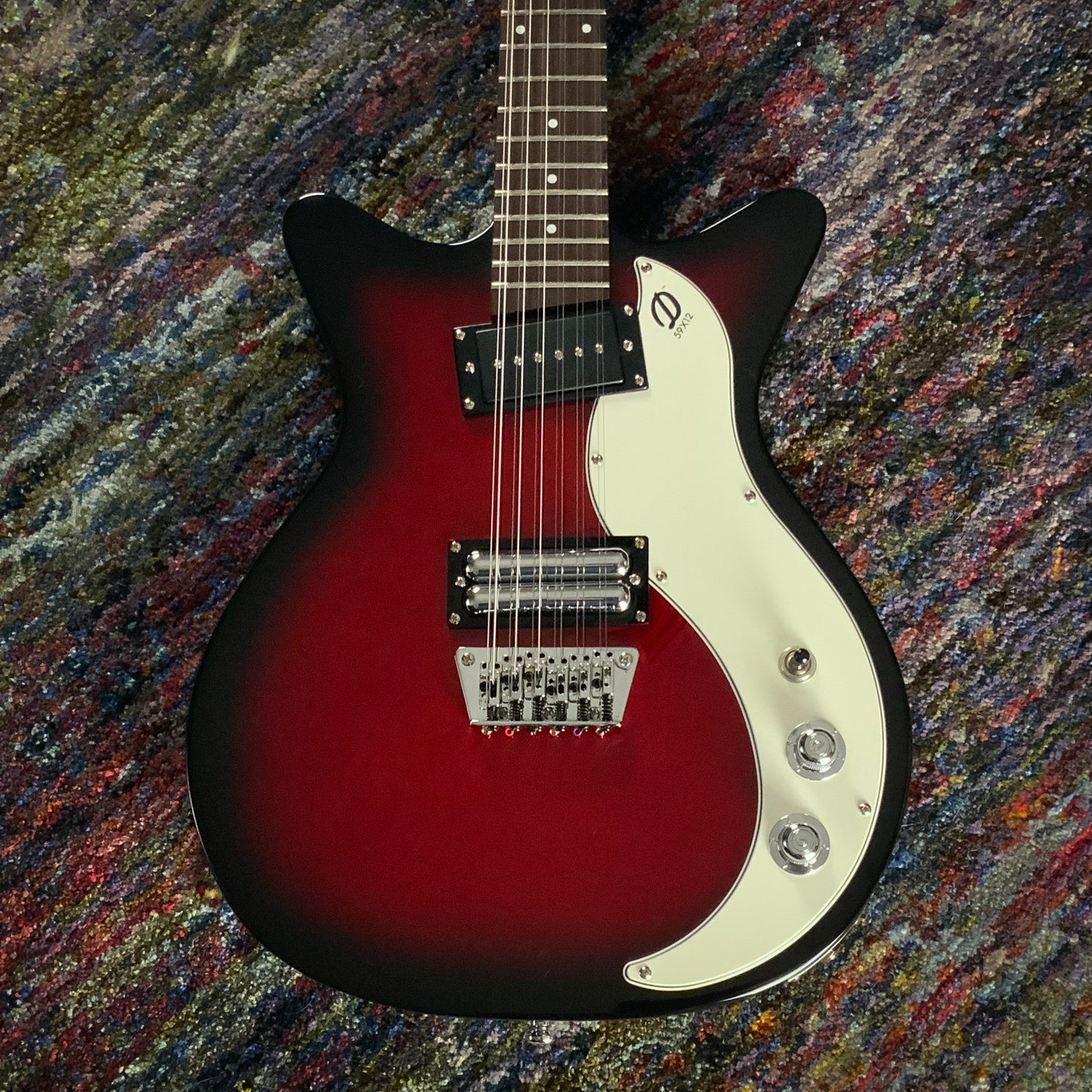 Danelectro 59X12, 12-String, Red Burst with White Pickguard