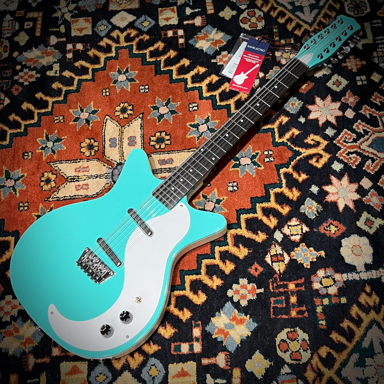 Danelectro 59 Double-Cut 12-String Guitar, Dark Aqua--The Classic JP-Style Dano with 12!