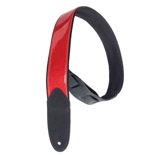 Henry Heller HMOD2-05 Guitar Strap 2" Red Sparkle Vinyl with Leather Ends