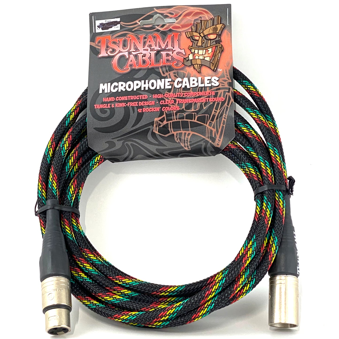 Tsunami Cables 15' Handcrafted Premium Microphone XLR Cable, "Reggae"