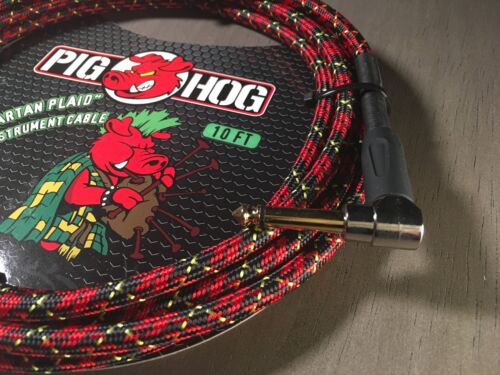 Pig Hog "Tartan Plaid" Vintage Woven Instrument Cable - 10 FT Right Angle (PCH10PLR)