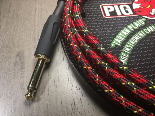 Pig Hog "Tartan Plaid" Vintage Woven Instrument Cable - 10 FT Right Angle (PCH10PLR)