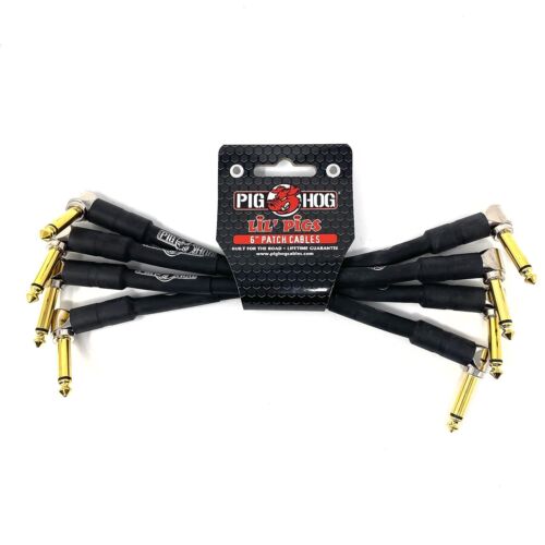 Pig Hog Lil Pigs Tour Grade 6-Inch Patch Cables, Black, 4-Pack