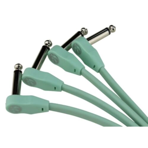 Pig Hog Lil Pigs Low Profile Flat 6-inch Patch Cables, Seafoam Green, 4-Pack