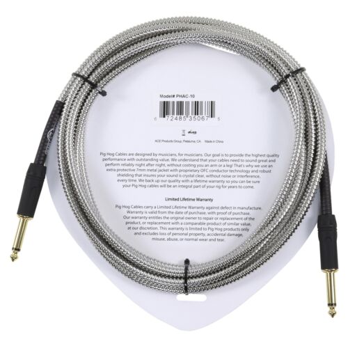 Pig Hog "Armor Clad" Instrument Cable, 10 ft -Vintage Series Industrial Conduit-Style Metal Jacket (PHAC-10)