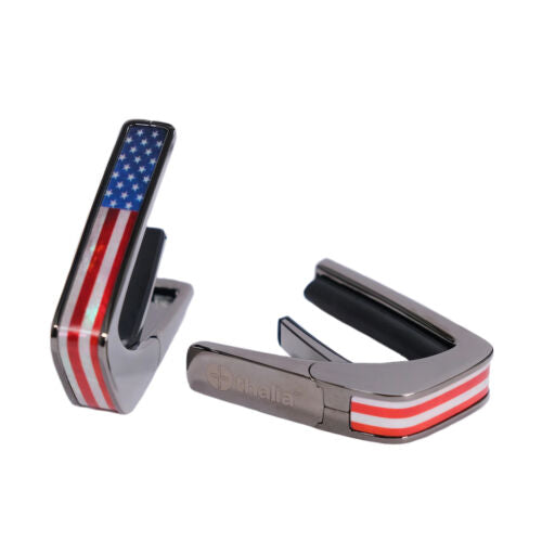 Thalia Capo - Deluxe Series - Black Chrome - Stars and Stripes (angel wing shell inlay) USA American Flag
