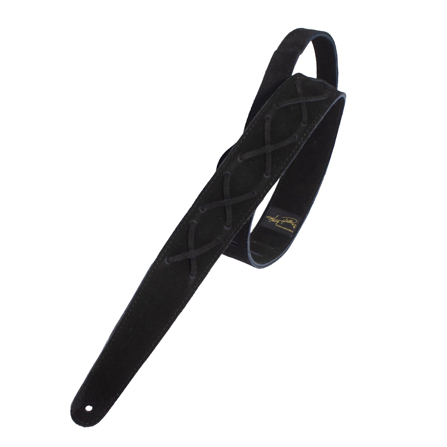 Henry Heller 2" Wide Suede Guitar/Bass strap with Suede X's, Black