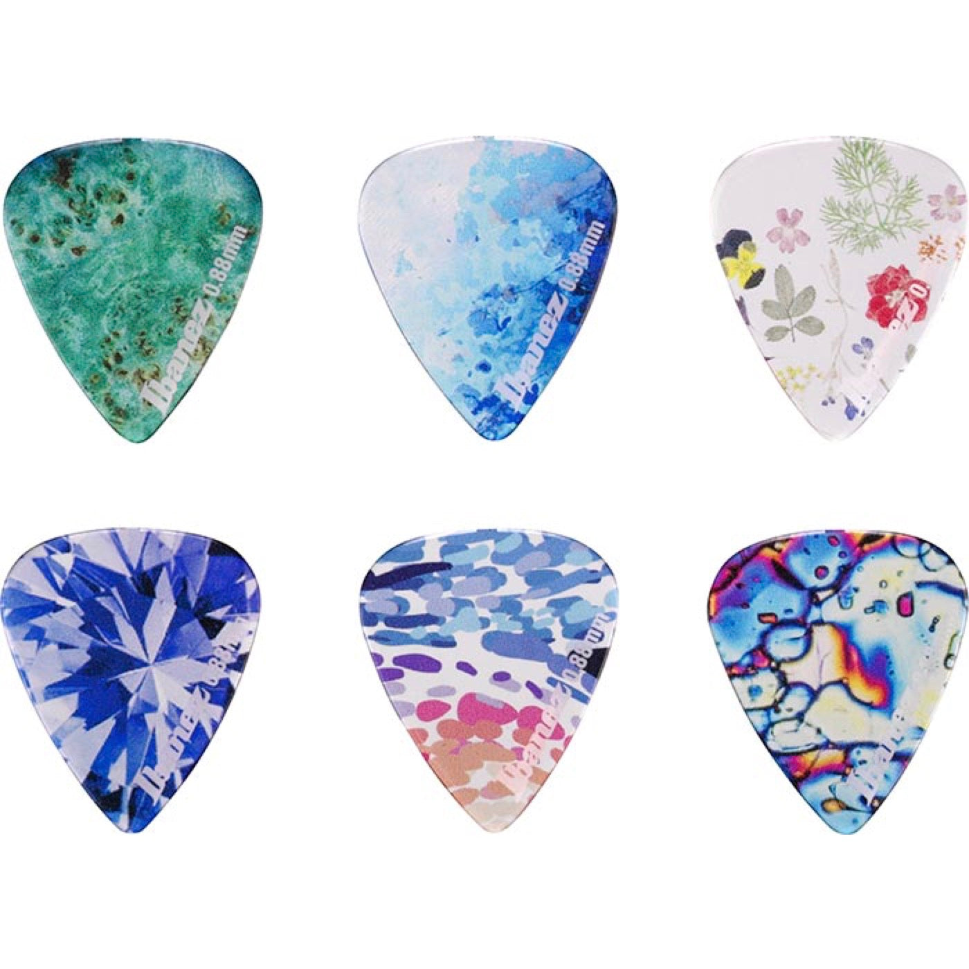 Ibanez KALEIDO Series Picks 6-Pack 0.88mm, Made in Japan (PCP14MH-C1, Medium-Heavy)