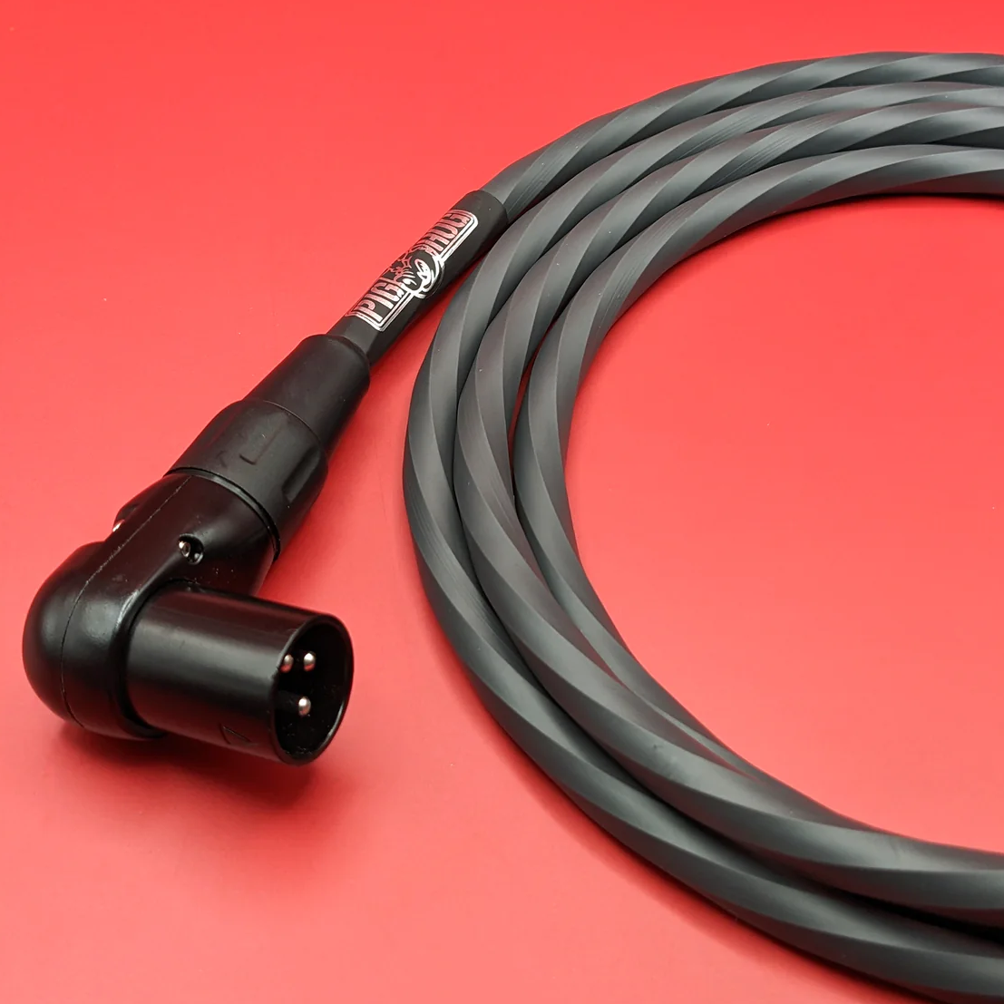 Pig Hog PHMH6GRR Hex Series 6-foot, Straight to Right Angle (M) XLR Cable, Grey, Extruded Spiral PVC Sleeve