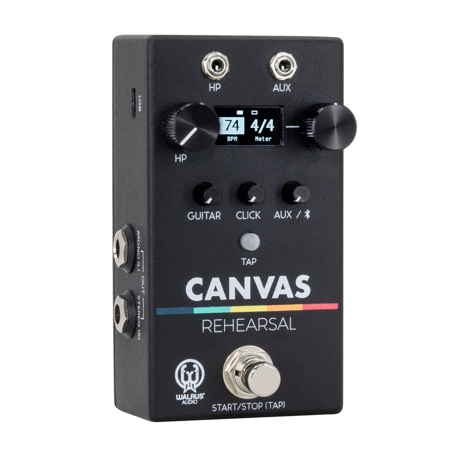 Walrus Audio Canvas Rehearsal Pedal (Stereo Headphone Amp, Metronome, Aux/Bluetooth, Amazing Practice Tool)