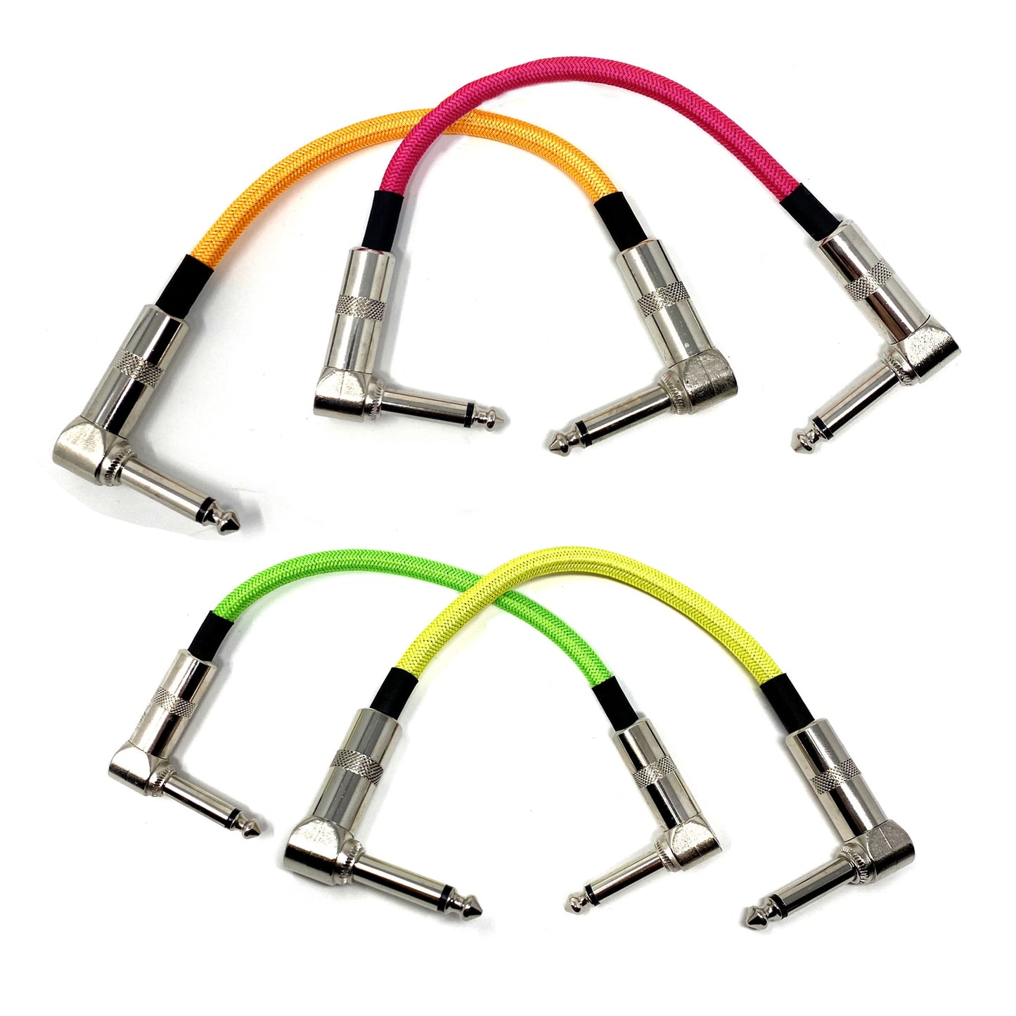 Strukture Hi-Viz Neon Pink Orange Green Yellow Woven 6" Patch Cables, Set of Four (4)