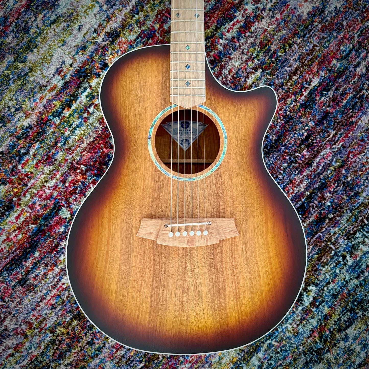 Cole Clark AN Grand Auditorium, Australian Blackwood Face back & sides, cutaway, Sunburst, white binding (CCAN2EC-BLBL-SUN)