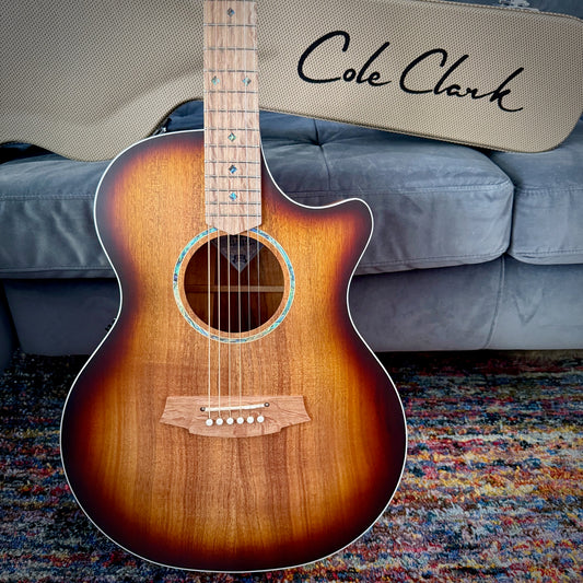 Cole Clark AN Grand Auditorium, Australian Blackwood Face back & sides, cutaway, Sunburst, white binding (CCAN2EC-BLBL-SUN)
