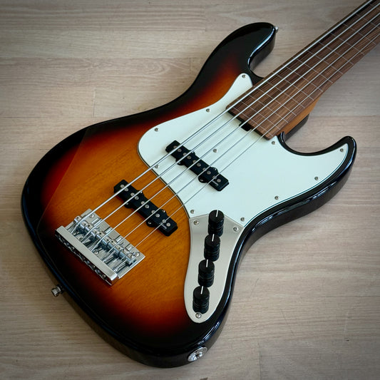 Sadowsky MetroExpress 21-Fret Vintage J/J Bass, Morado Fingerboard, Fretless With Lines, 5-String - Tobacco Sunburst Transparent High Polish (SMX21VJ5 69R OKU F2)