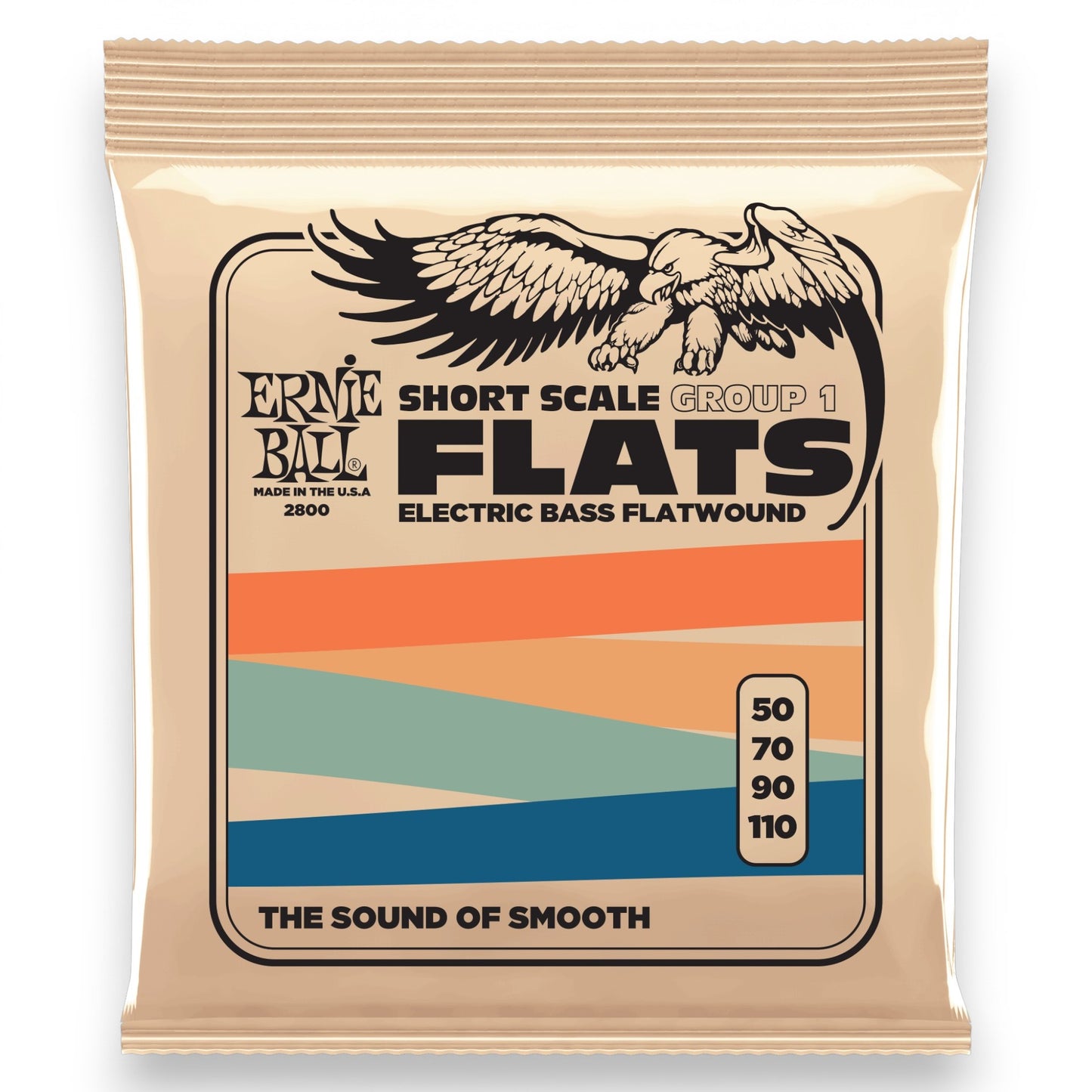 Ernie Ball Group 1 Stainless Steel Flatwound Short Scale Electric Bass Strings, 50-110 Gauge