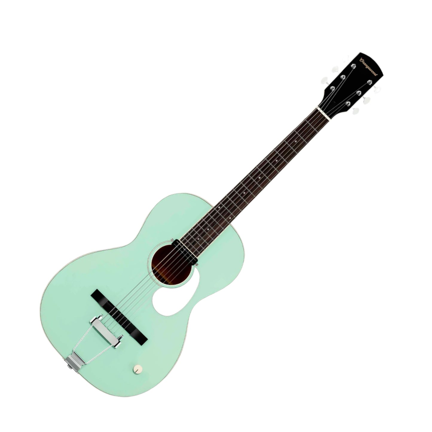 Orangewood OW-JUNIPER-S-SGR-L Juniper Live Rubber Bridge Parlor Guitar with Rail Pickup, Surf Green