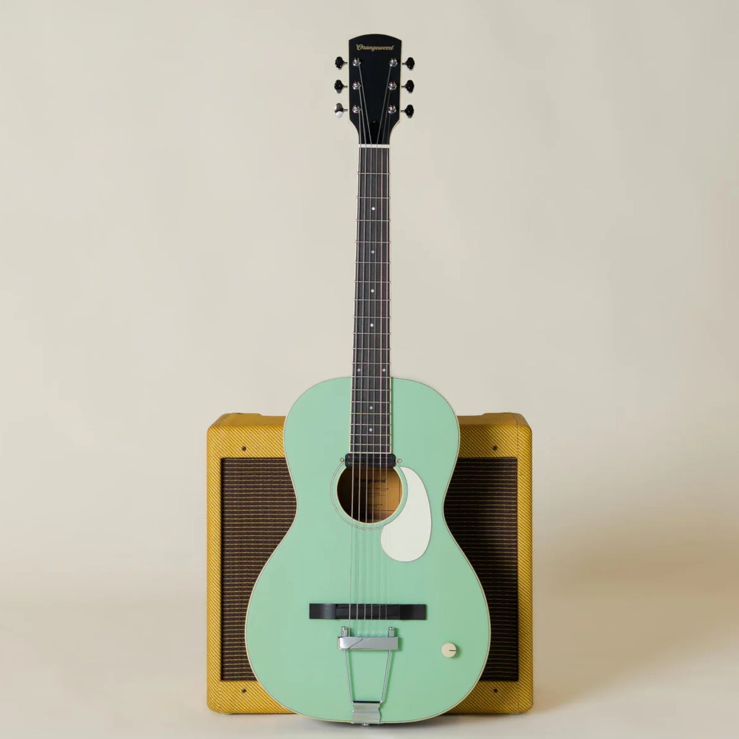 Orangewood OW-JUNIPER-S-SGR-L Juniper Live Rubber Bridge Parlor Guitar with Rail Pickup, Surf Green
