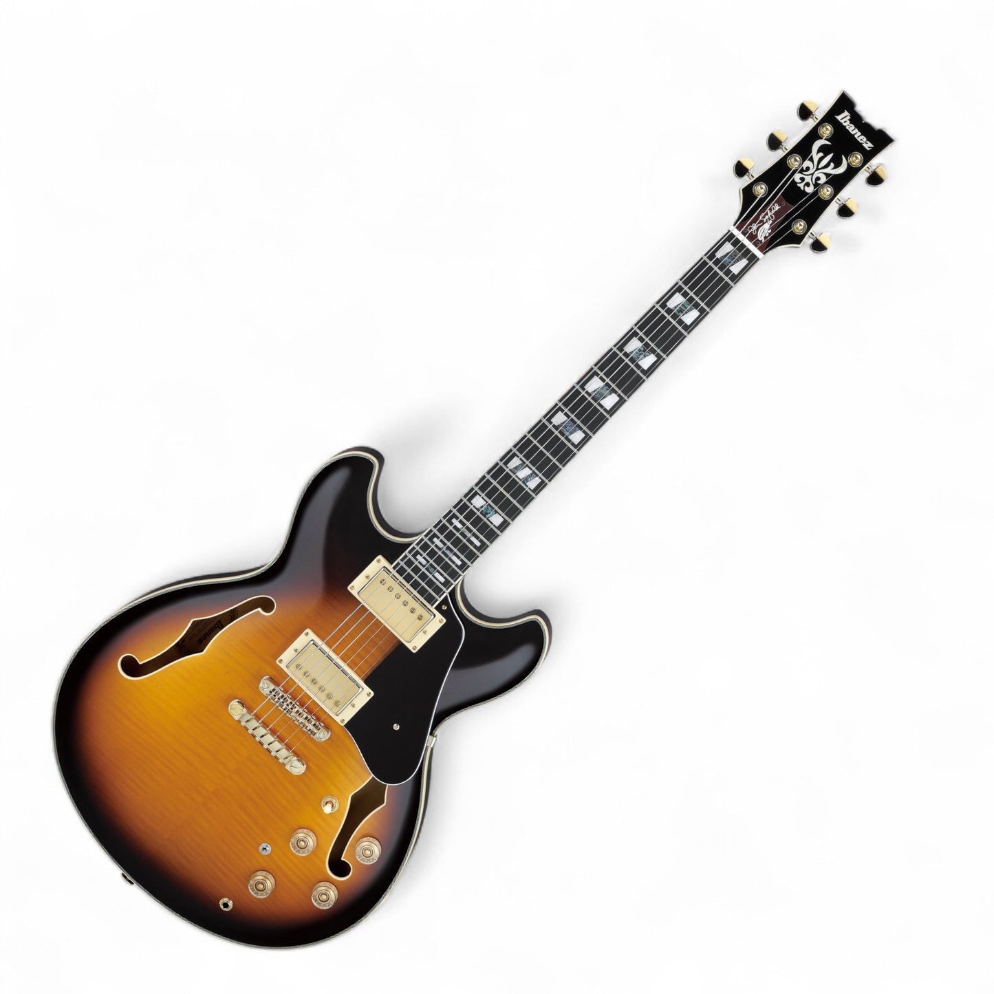 Ibanez JSM10 John Scofield Signature Semi-Hollowbody Guitar with Hardshell Case, Vintage Yellow Sunburst