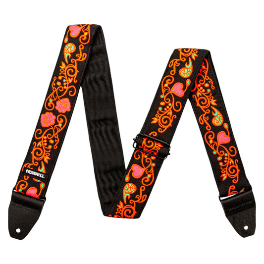 Dunlop JH23 Jimi Hendrix Blacklight Strap, Monterey Orange