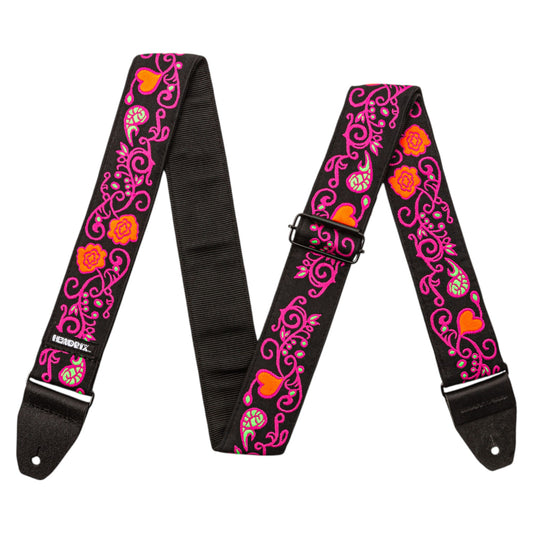 Dunlop JH22 Jimi Hendrix Blacklight Strap, Monterey Pink