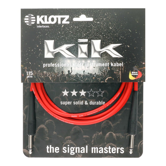 Klotz KIK3.0PPRT KIK Instrument Cable Durable Studio-Ready Sound 3.0m 10FT, Red, ST-ST