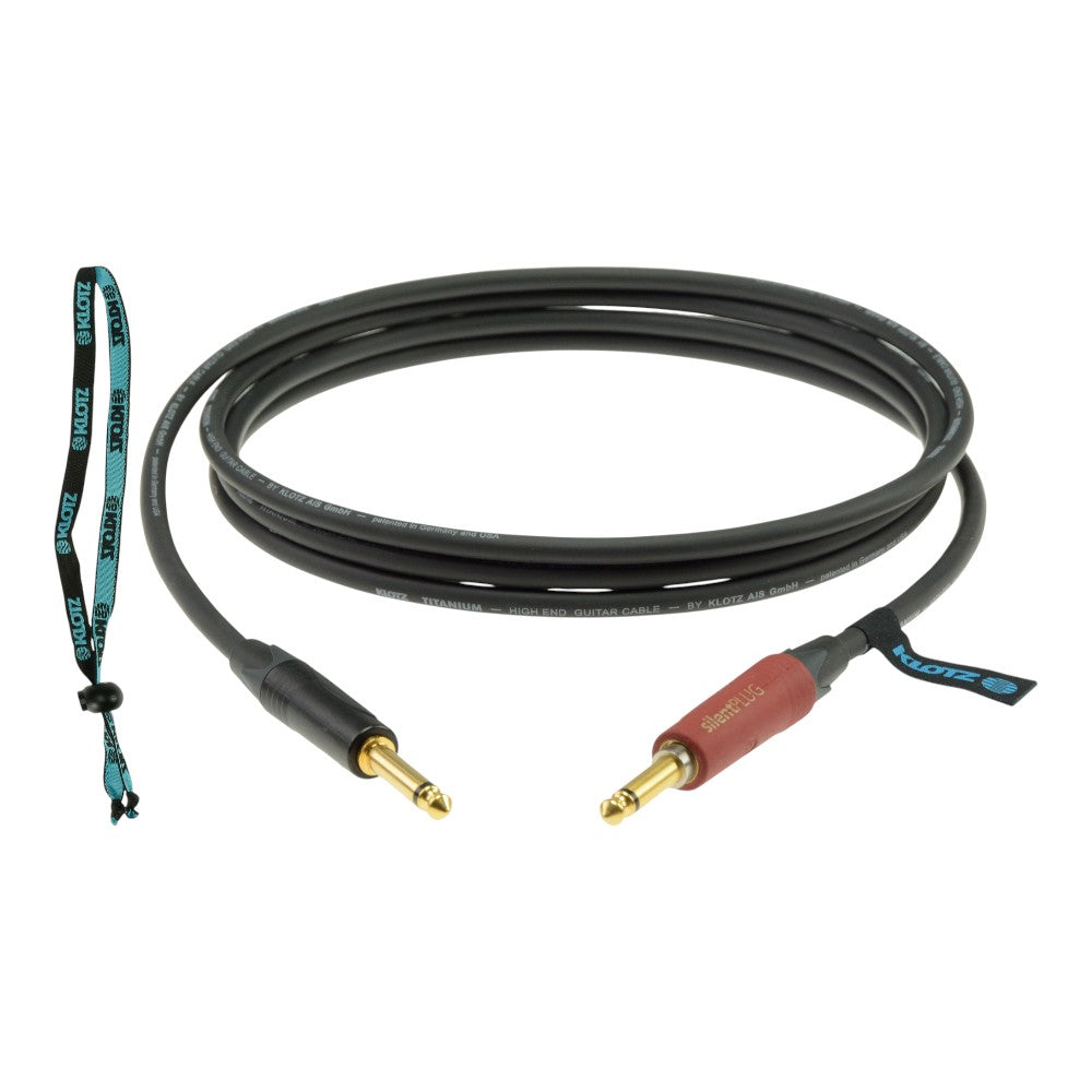 Klotz TI-0450PSP Titanium Supreme Low-Capacitance Instrument Cable Neutrik Silent Plug Gold Contacts 4.5m 15FT, Black, ST-ST