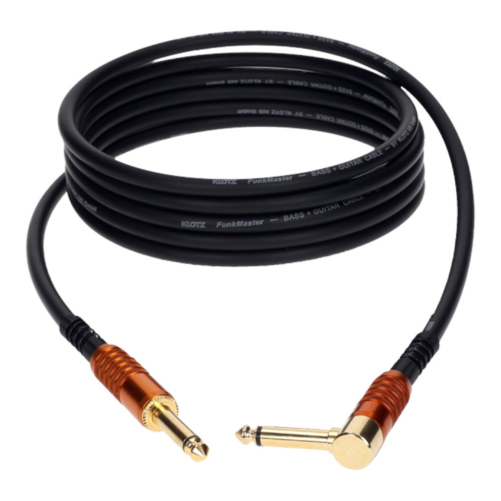 Klotz TM-R0300 Funkmaster Low-Capacitance Instrument Cable Gold Contacts 3.0m 10FT, Black, ST-RA