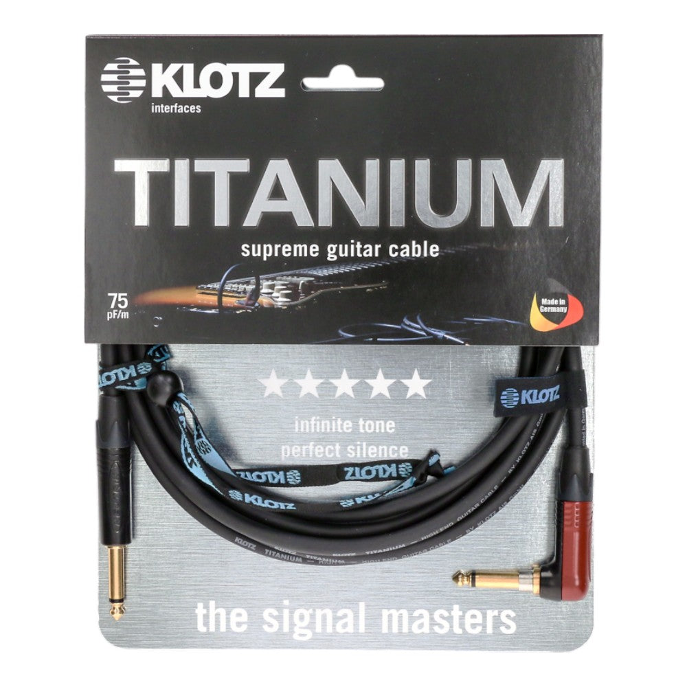 Klotz TIR0450PSP Titanium Supreme Low-Capacitance Instrument Cable Neutrik Silent Plug Gold Contacts 4.5m 15FT, Black, ST-RA
