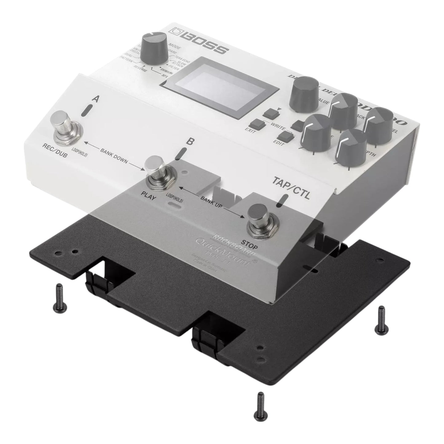 RockBoard QuickMount Type J1 Pedal Mounting Plate for BOSS 500 Series and STRYMON BigSky/Mobius/TimeLine Pedals
