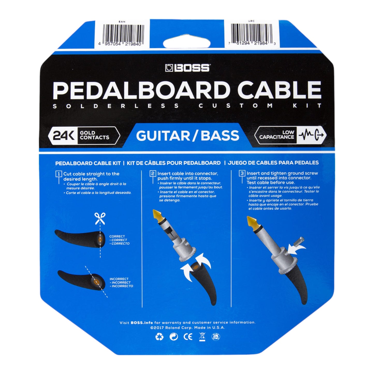Boss BCK-12 Pedal Board Cable Kit, 12 Connectors , 12Ft / 3.6M Cable