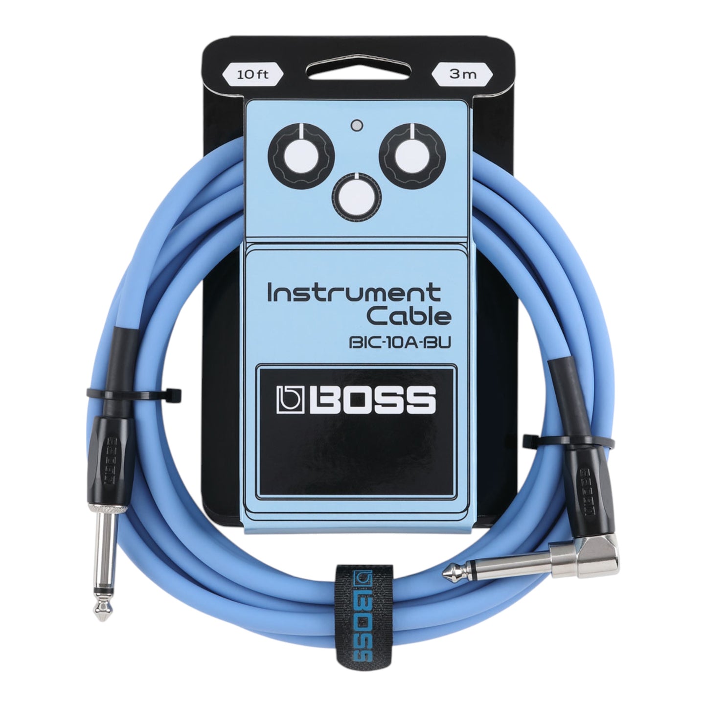 BOSS BIC-10A-BU 10ft 3m Instrument Cable Straight Angled Blue