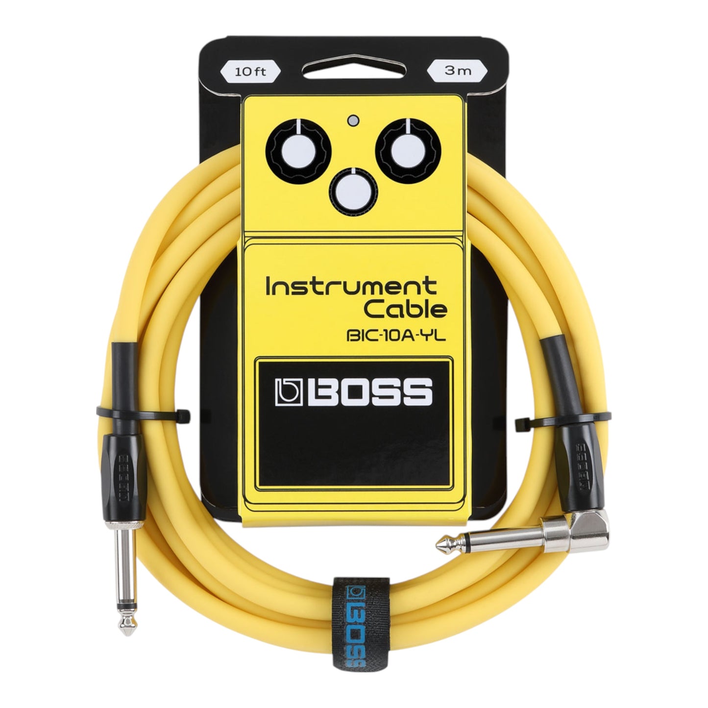 BOSS BIC-10A-YL 10ft 3m Instrument Cable Straight Angled Yellow