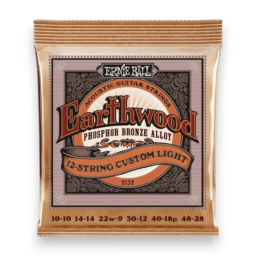 Ernie Ball Custom Light Earthwood Phosphor Bronze 12-String Acoustic Guitar Strings 10-48 Gauge
