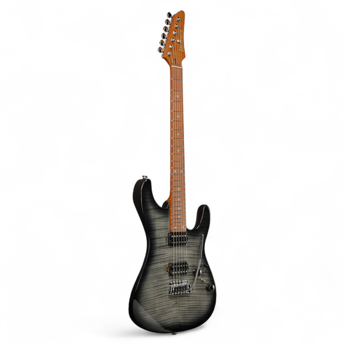 Ibanez AZ24S1F Electric Guitar with Roasted Maple Neck and Jatoba Fretboard, Transparent Black Burst