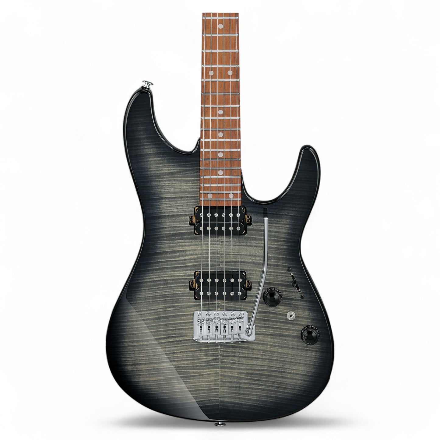 Ibanez AZ24S1F Electric Guitar with Roasted Maple Neck and Jatoba Fretboard, Transparent Black Burst