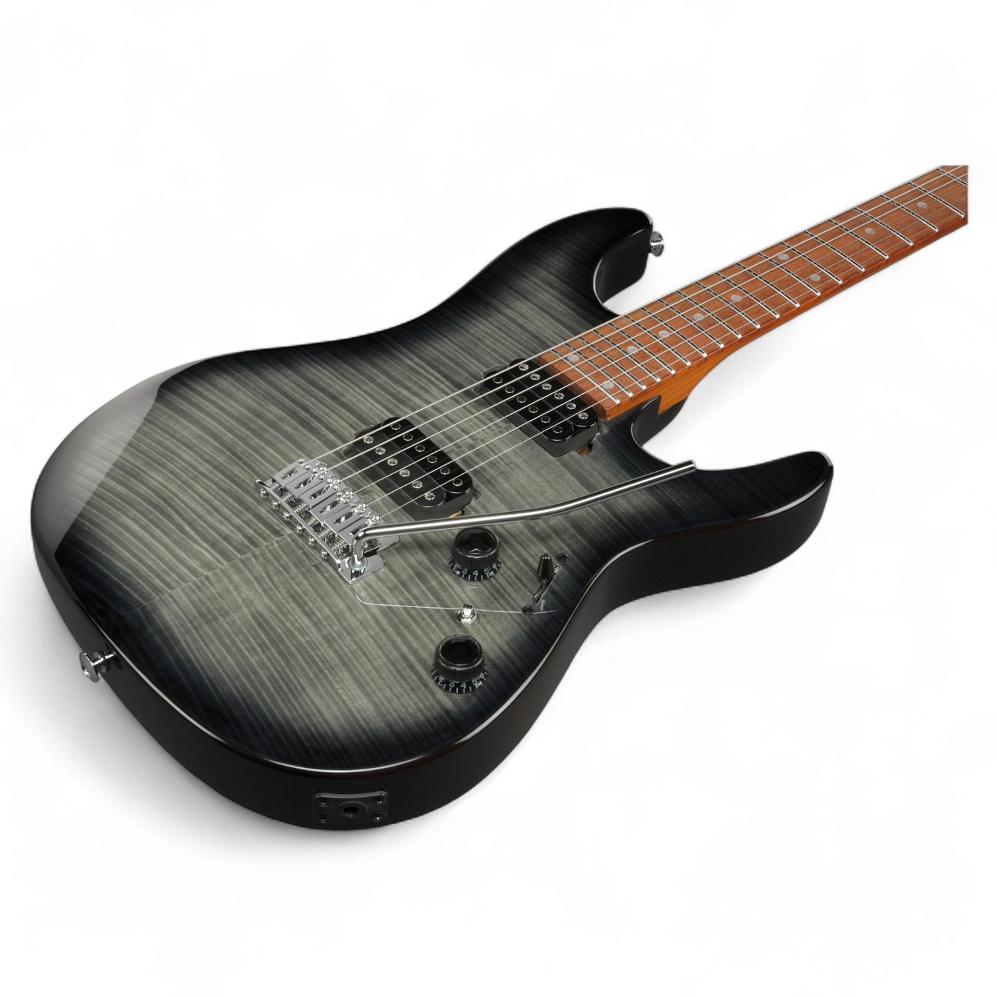 Ibanez AZ24S1F Electric Guitar with Roasted Maple Neck and Jatoba Fretboard, Transparent Black Burst
