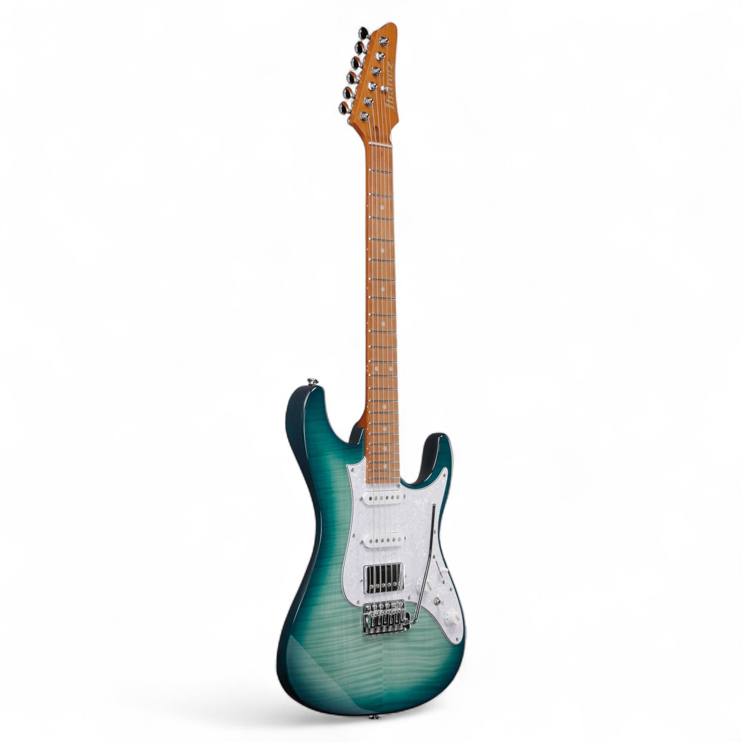 Ibanez AZ22S1F Electric Guitar with Roasted Maple Neck and Jatoba Fretboard, Transparent Turquoise Burst