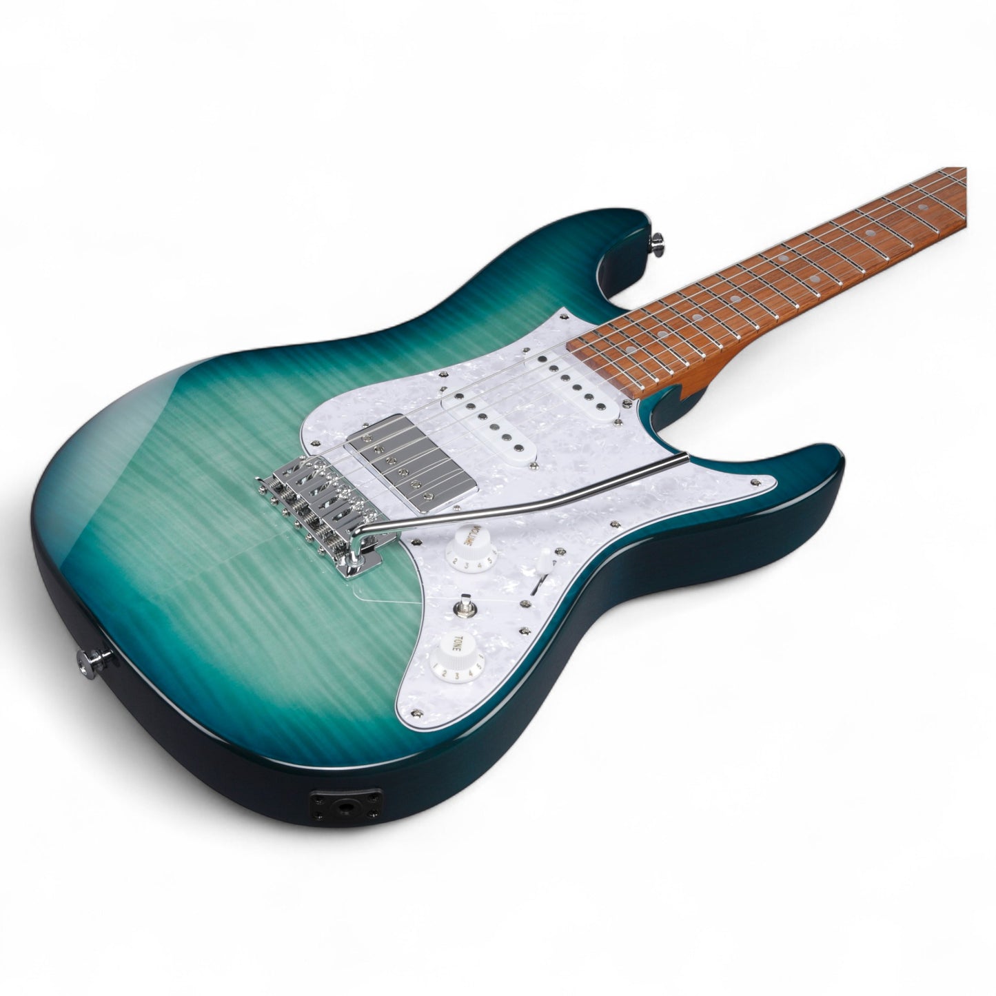 Ibanez AZ22S1F Electric Guitar with Roasted Maple Neck and Jatoba Fretboard, Transparent Turquoise Burst