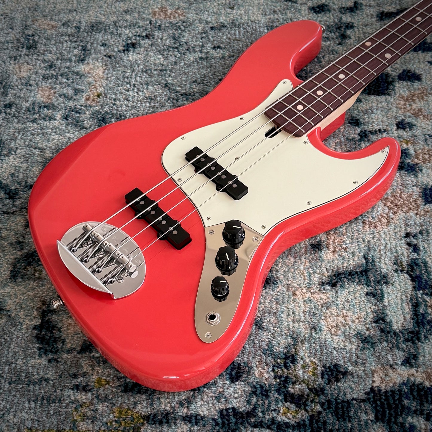 Lakland Classic Series 44-60, USA-Made Passive J Bass Guitar, Fiesta Red, Rosewood, with Gig Bag