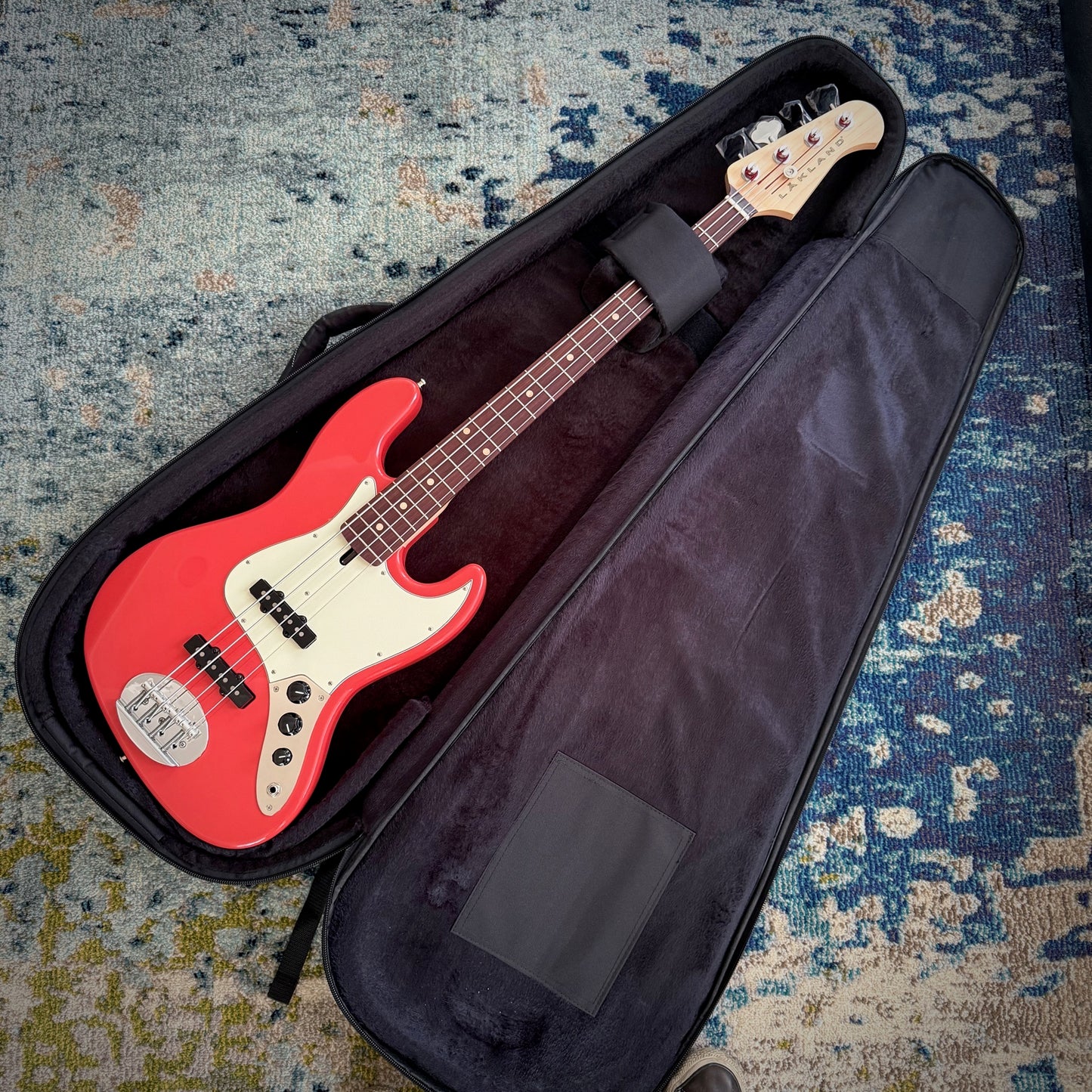 Lakland Classic Series 44-60, USA-Made Passive J Bass Guitar, Fiesta Red, Rosewood, with Gig Bag