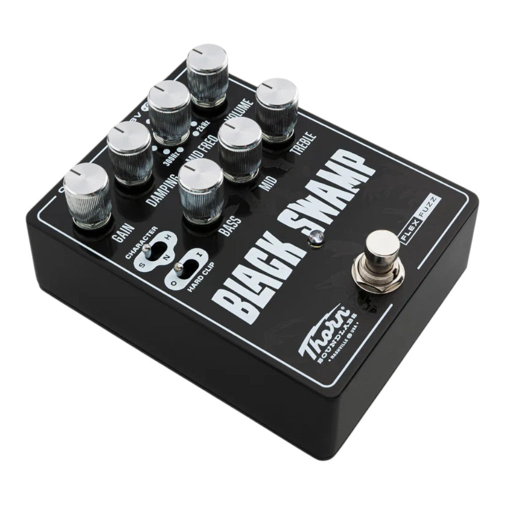Thorn Soundlabs Black Swamp Flexible Fuzz Guitar Pedal with Character and Clipping Controls, Adjustable Mid-Frequency