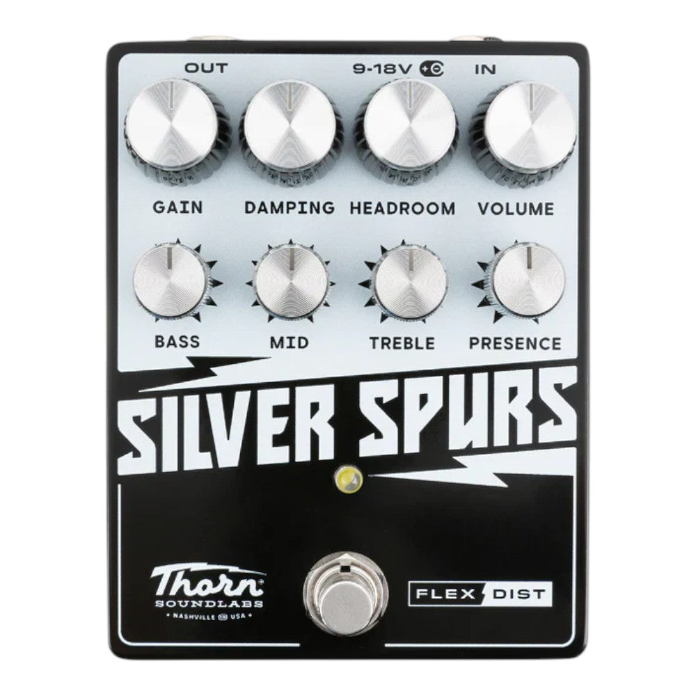 Thorn Soundlabs Silver Spurs Flexible Distortion Guitar Pedal with Damping and Headroom Controls