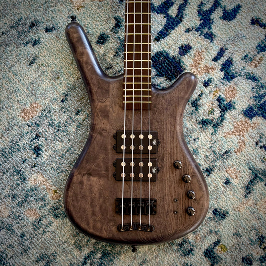 Warwick Pro Series Corvette $$ | 4-String Bass | Nirvana Black Transparent Satin | Black Hardware Upgraded (GPS1484 03PABASH FR)