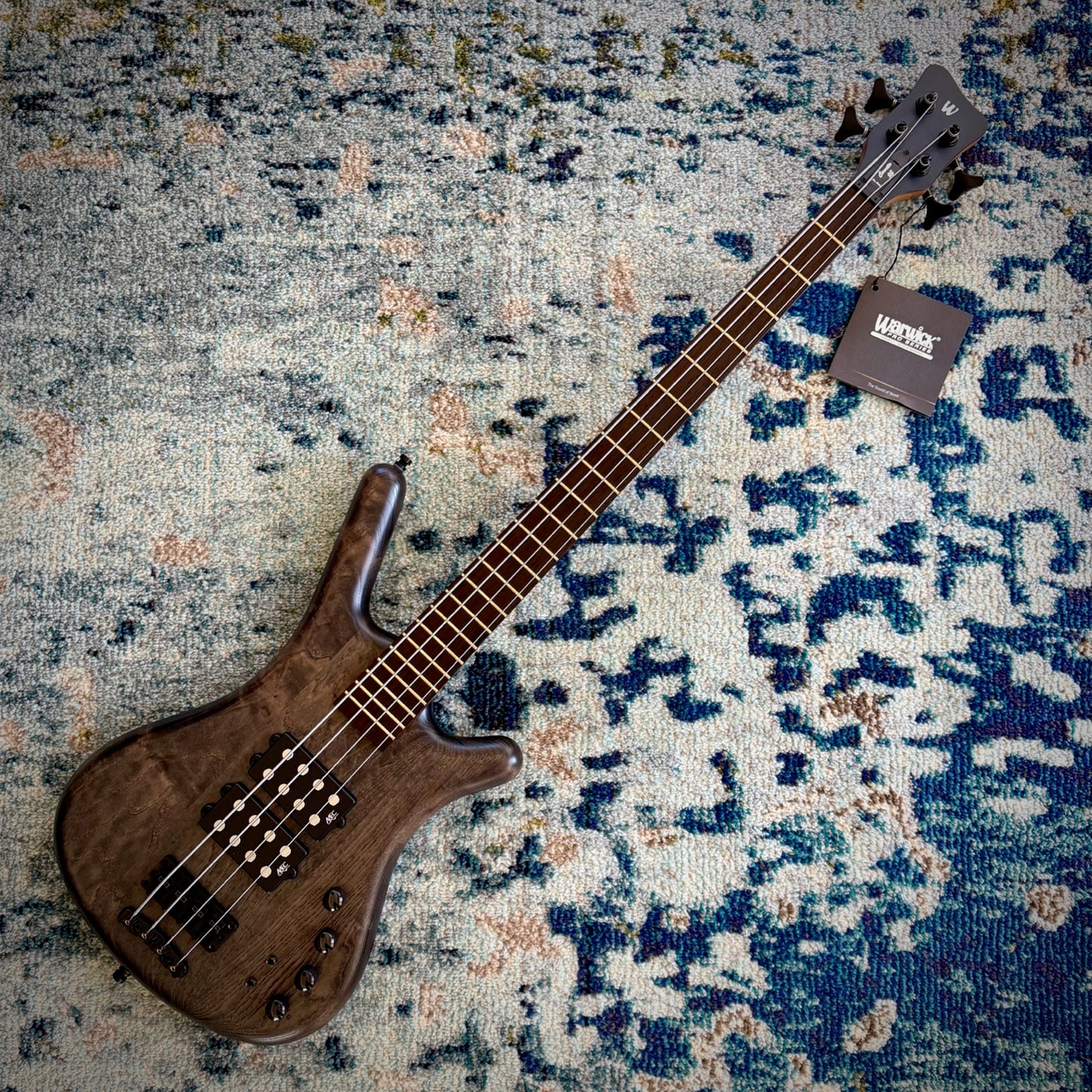Warwick Pro Series Corvette $$ | 4-String Bass | Nirvana Black Transparent Satin | Black Hardware Upgraded (GPS1484 03PABASH FR)