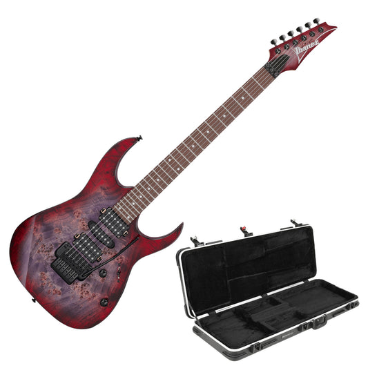 Ibanez RG470PB Electric Guitar, Poplar Burl Top, Red Eclipse Burst (REB) with Ibanez MR350C ROADTOUR Hardshell Case